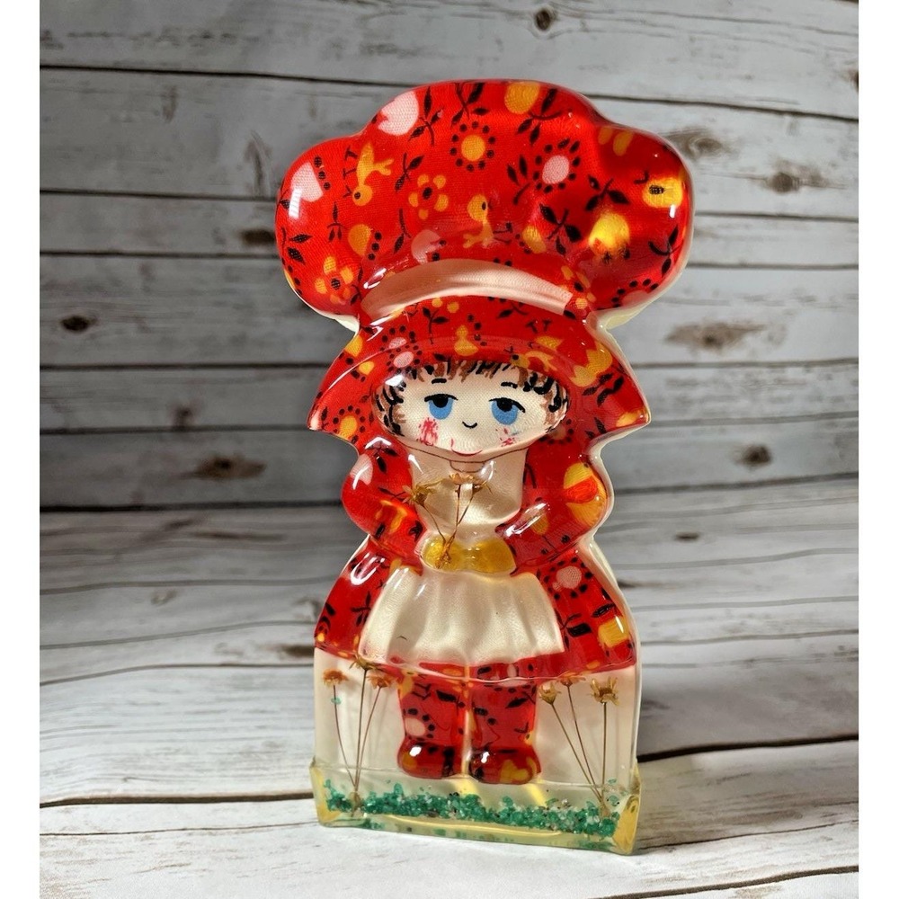 VTG 60s 70s Holly Hobbie  Resin Girl Figurine Kitchen Decor Kitsch Americana